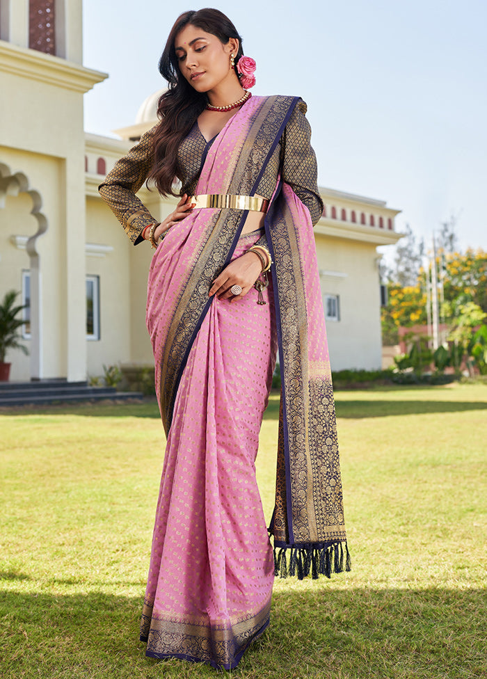 Pink Georgette Saree With Blouse Piece - Indian Silk House Agencies