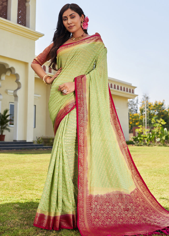 Pista Green Georgette Saree With Blouse Piece - Indian Silk House Agencies