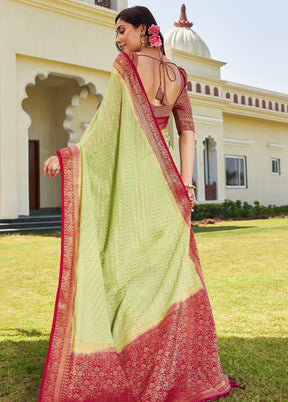 Pista Green Georgette Saree With Blouse Piece - Indian Silk House Agencies