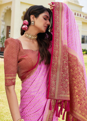 Light Pink Georgette Saree With Blouse Piece - Indian Silk House Agencies