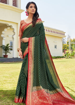 Green Georgette Saree With Blouse Piece - Indian Silk House Agencies