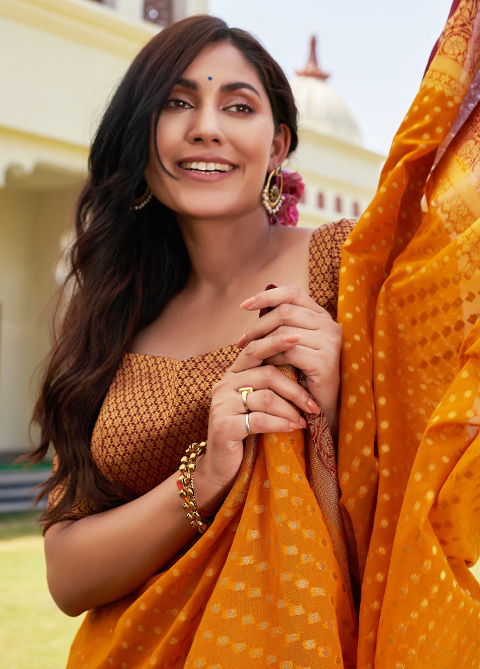 Mustard Georgette Saree With Blouse Piece - Indian Silk House Agencies