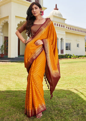 Mustard Georgette Saree With Blouse Piece - Indian Silk House Agencies