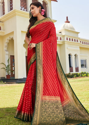 Red Georgette Saree With Blouse Piece - Indian Silk House Agencies