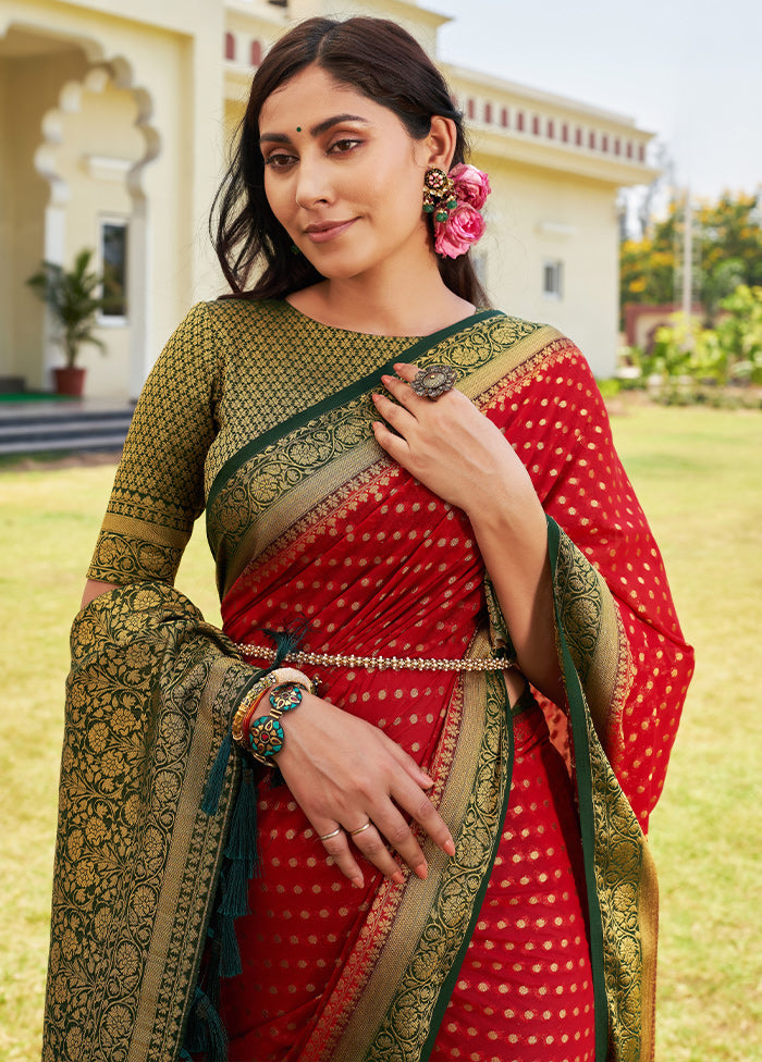 Red Georgette Saree With Blouse Piece - Indian Silk House Agencies