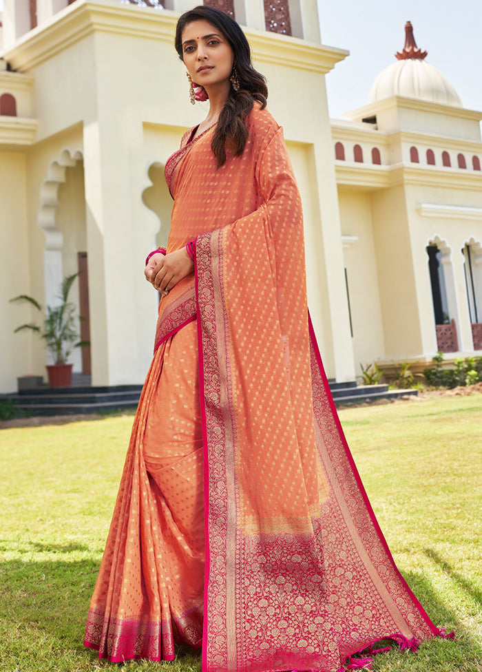 Peach Georgette Saree With Blouse Piece - Indian Silk House Agencies