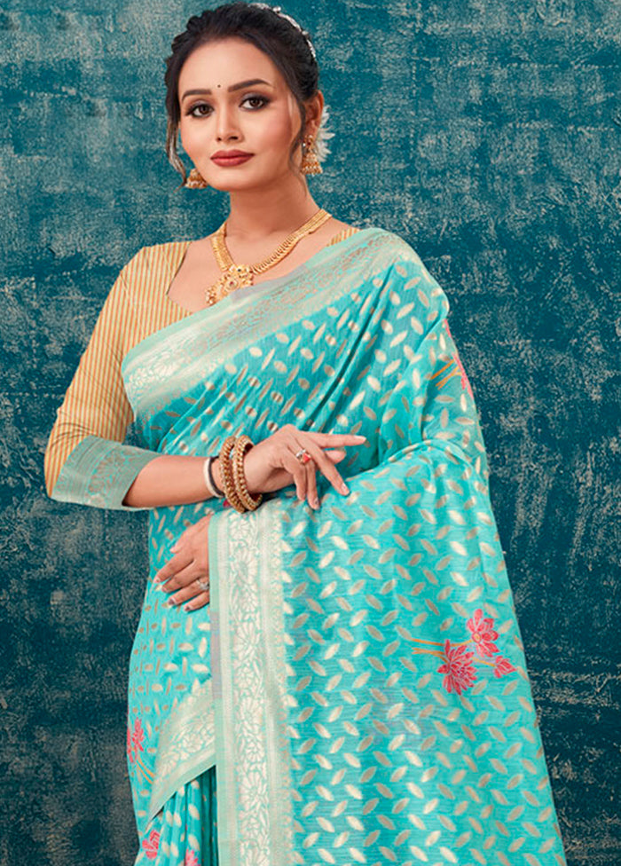 Blue Kota Cotton Saree With Blouse Piece - Indian Silk House Agencies