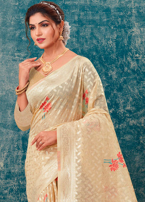 Beige Kota Cotton Saree With Blouse Piece - Indian Silk House Agencies