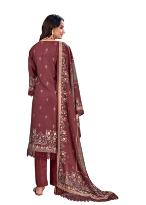 3 Pc Wine Readymade Silk Suit Set - Indian Silk House Agencies