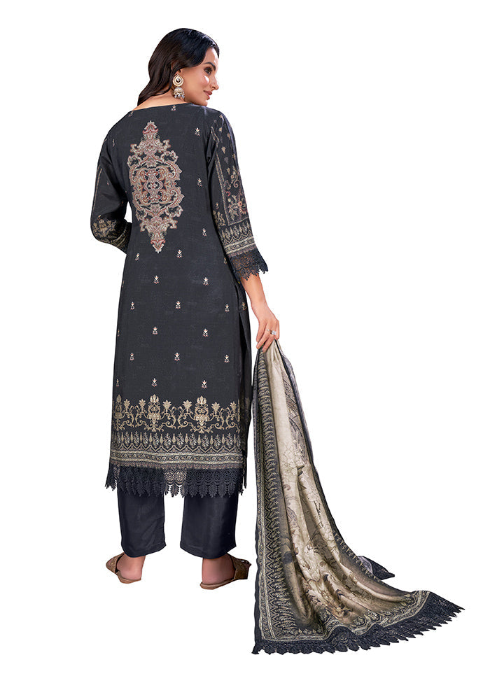 3 Pc Grey Readymade Silk Suit Set - Indian Silk House Agencies