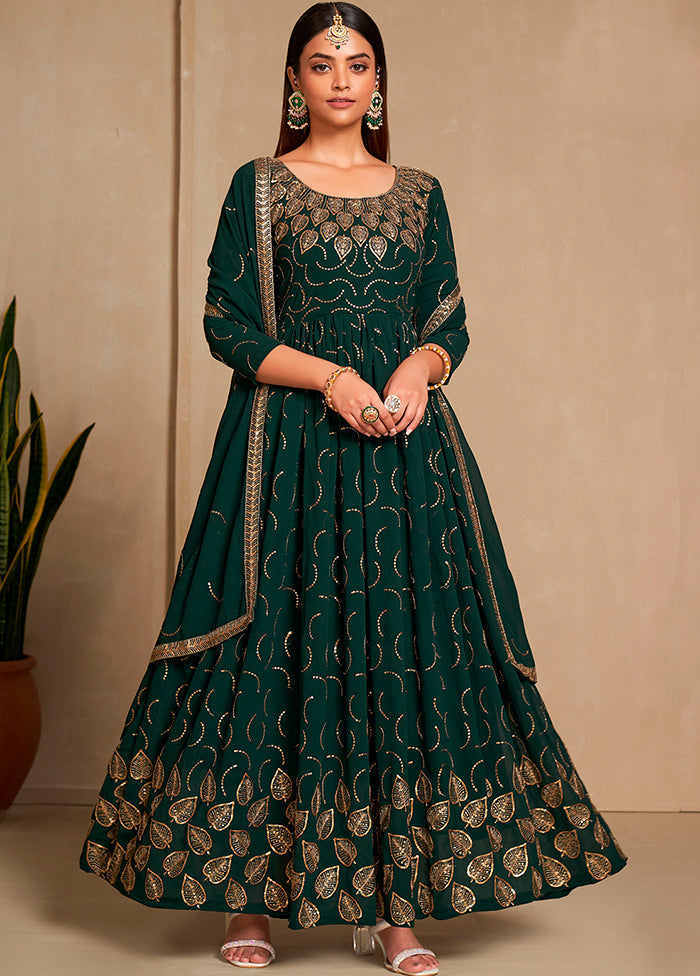 Green Semi Stitched Georgette Indian Dress - Indian Silk House Agencies