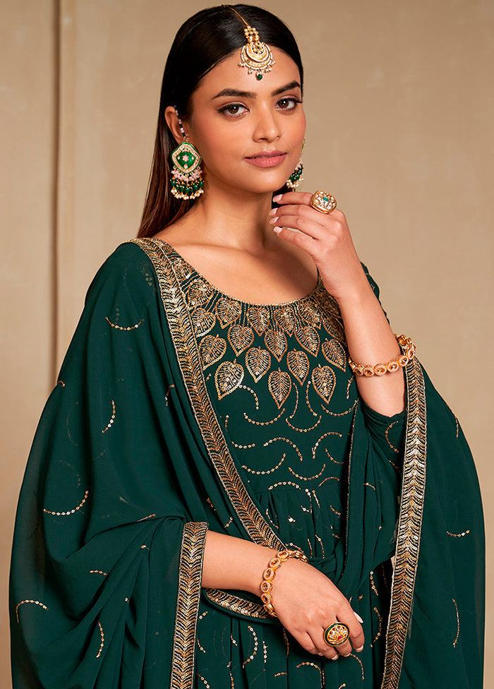 Green Semi Stitched Georgette Indian Dress - Indian Silk House Agencies