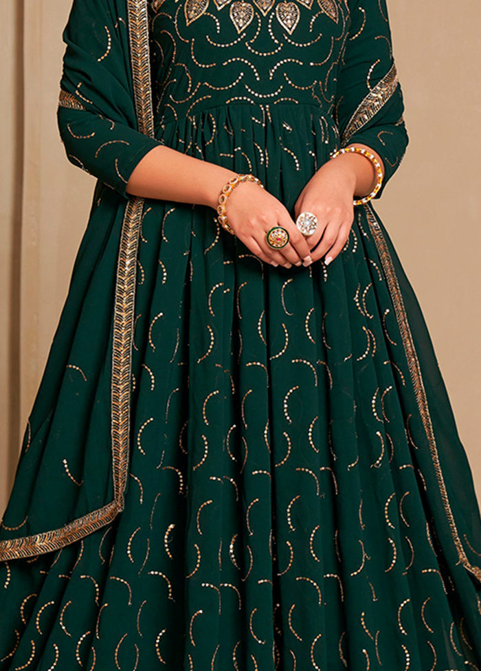 Green Semi Stitched Georgette Indian Dress - Indian Silk House Agencies