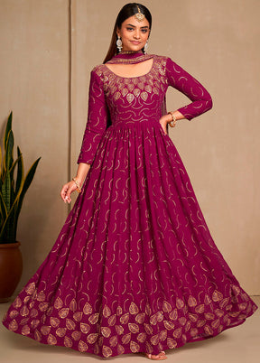 Pink Semi Stitched Georgette Indian Dress - Indian Silk House Agencies