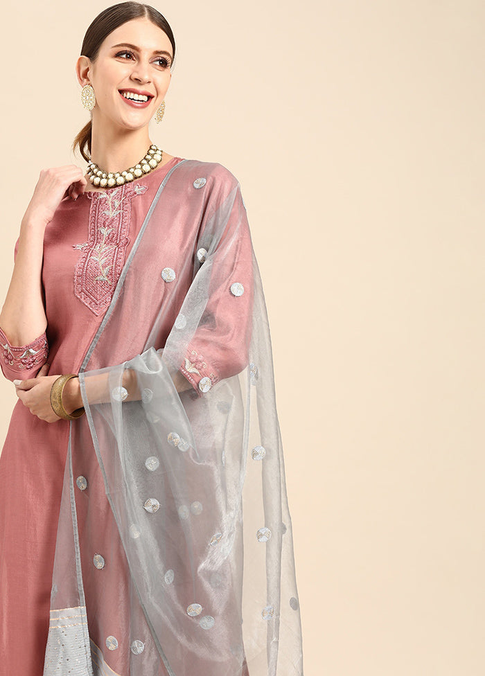 3 Pc Peach Readymade Viscose Suit Set - Indian Silk House Agencies