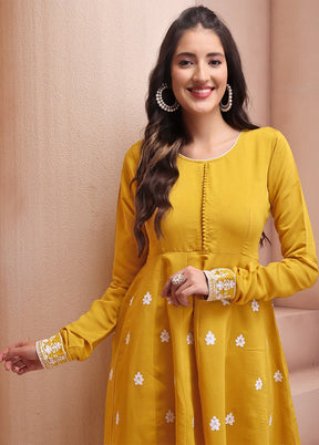 3 Pc Yellow Readymade Viscose Suit Set - Indian Silk House Agencies