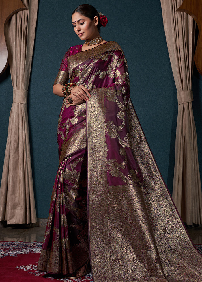 Wine Dupion Silk Saree With Blouse Piece - Indian Silk House Agencies