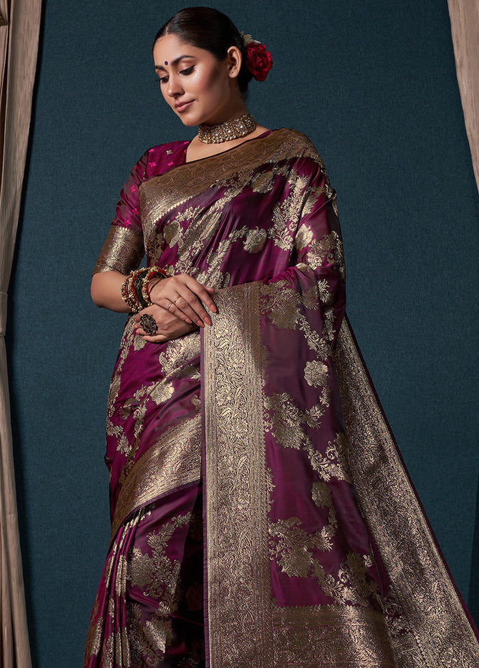 Wine Dupion Silk Saree With Blouse Piece - Indian Silk House Agencies