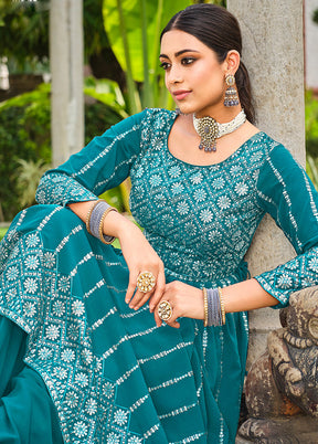 3 Pc Rama Semi Stitched Georgette Suit Set - Indian Silk House Agencies