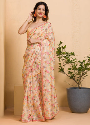 Peach Silk Saree With Blouse Piece - Indian Silk House Agencies