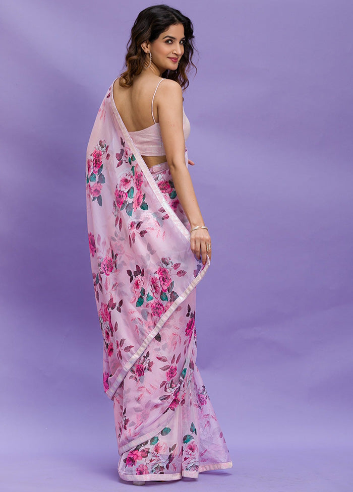 Pink Silk Saree With Blouse Piece - Indian Silk House Agencies