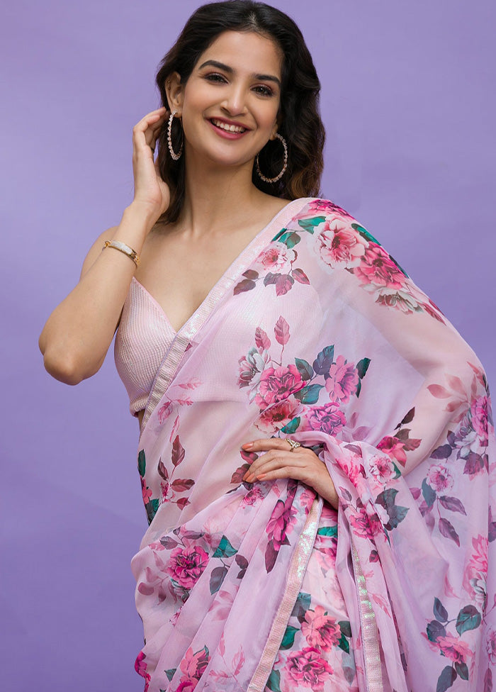 Pink Silk Saree With Blouse Piece - Indian Silk House Agencies