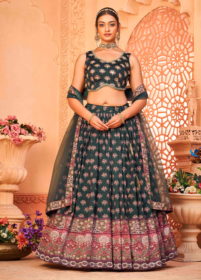 3 Pc Grey Silk Readymade Lehenga Set - Indian Silk House Agencies