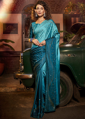 Blue Georgette Saree With Blouse Piece - Indian Silk House Agencies