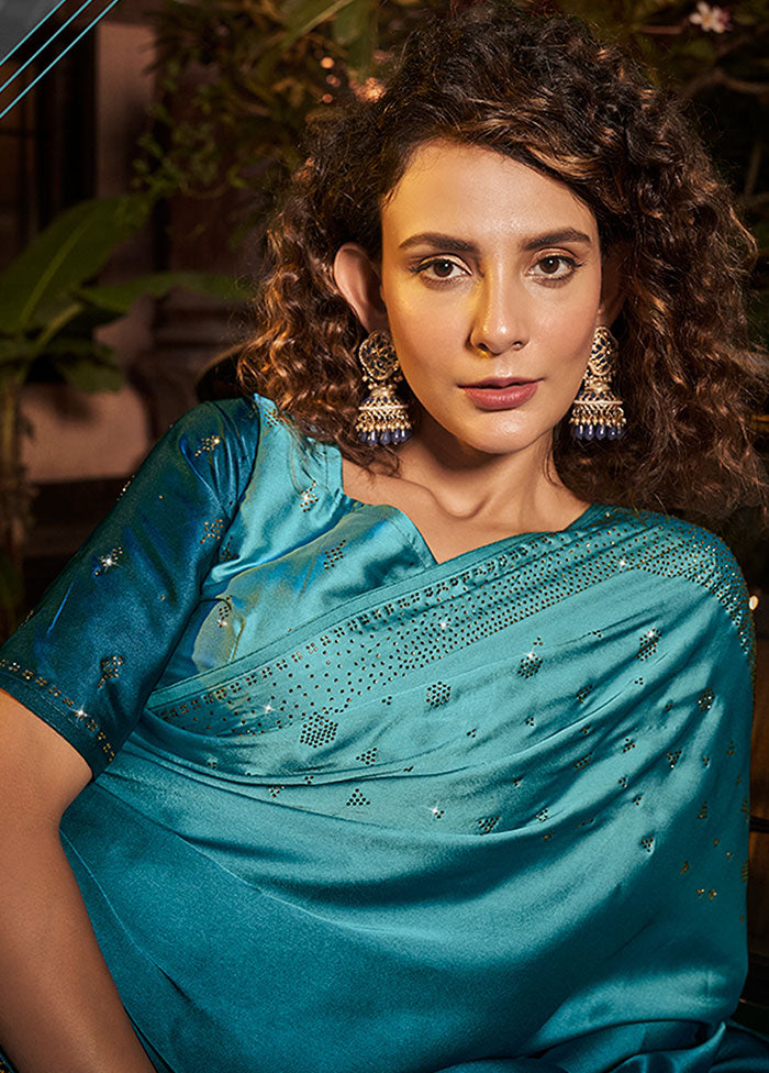 Blue Georgette Saree With Blouse Piece - Indian Silk House Agencies