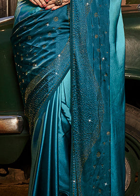 Blue Georgette Saree With Blouse Piece - Indian Silk House Agencies