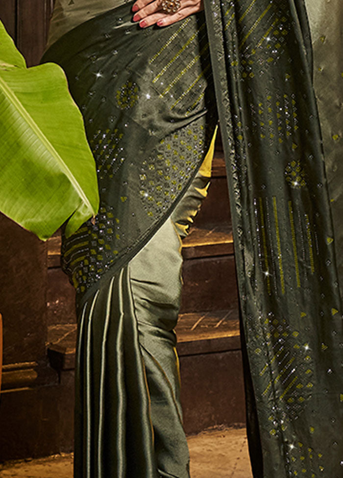 Pista Green Georgette Saree With Blouse Piece - Indian Silk House Agencies