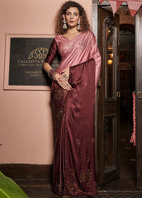 Pink Georgette Saree With Blouse Piece - Indian Silk House Agencies