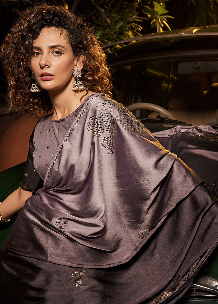 Grey Georgette Saree With Blouse Piece - Indian Silk House Agencies