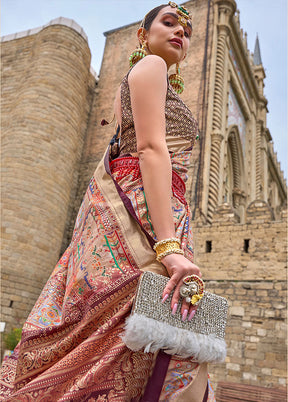 Beige Spun Silk Saree With Blouse Piece - Indian Silk House Agencies