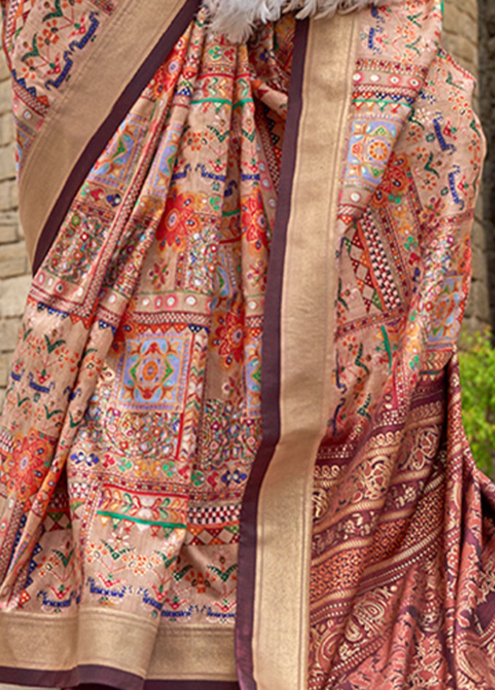 Beige Spun Silk Saree With Blouse Piece - Indian Silk House Agencies