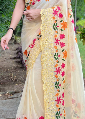 Yellow Georgette Saree With Blouse Piece - Indian Silk House Agencies