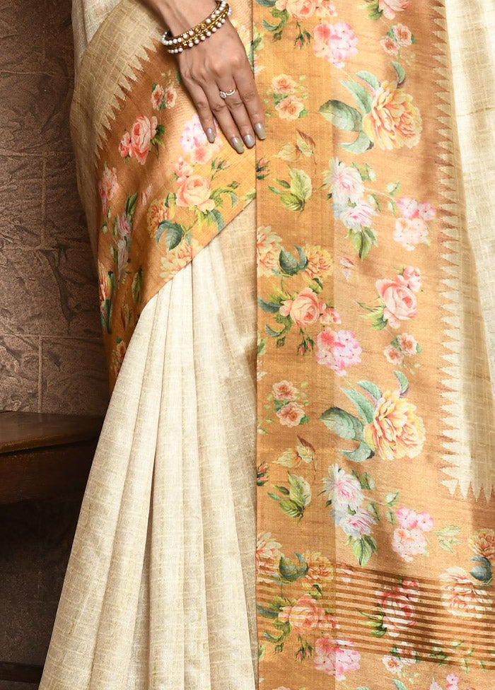 Mustard Dupion Silk Saree With Blouse Piece - Indian Silk House Agencies