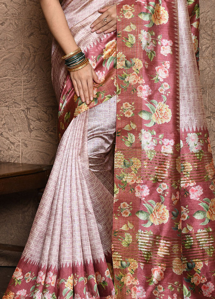 Pink Dupion Silk Saree With Blouse Piece - Indian Silk House Agencies