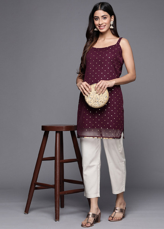 Wine Readymade Silk Kurti