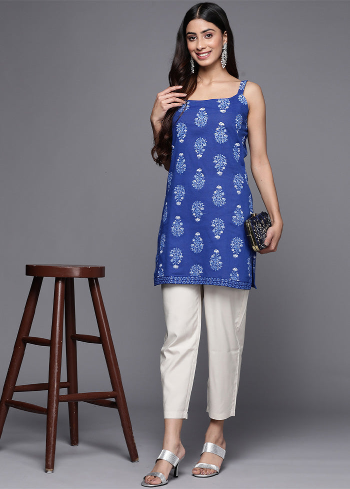 Blue Readymade Cotton Kurti - Indian Silk House Agencies