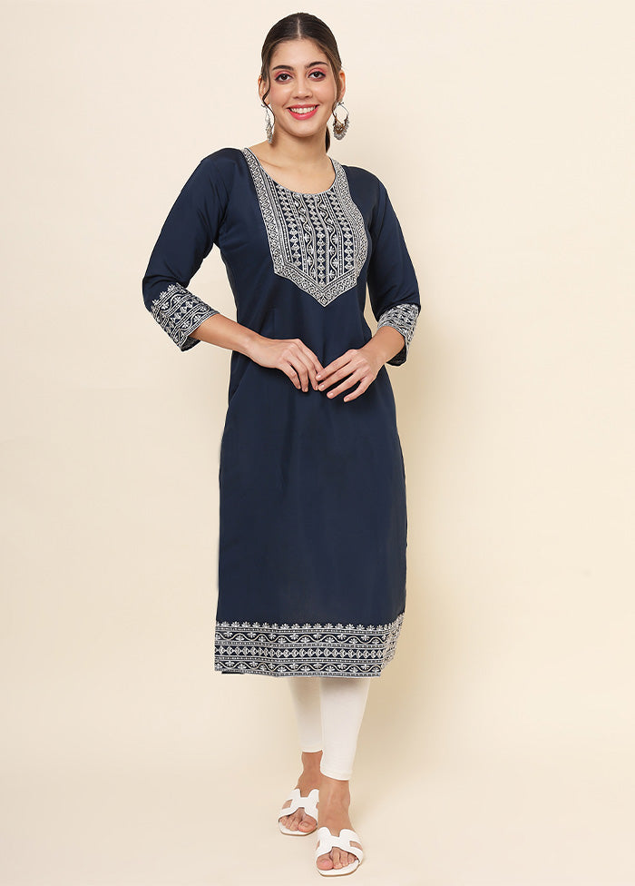 Blue Readymade Cotton Kurti - Indian Silk House Agencies