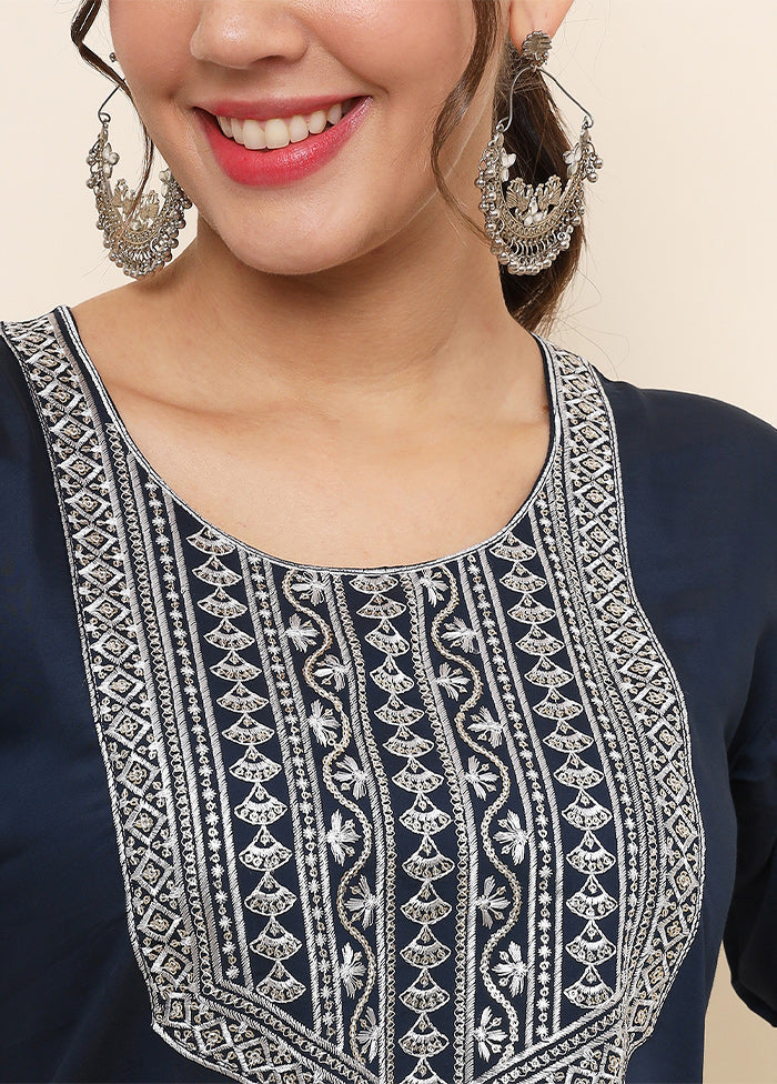 Blue Readymade Cotton Kurti - Indian Silk House Agencies