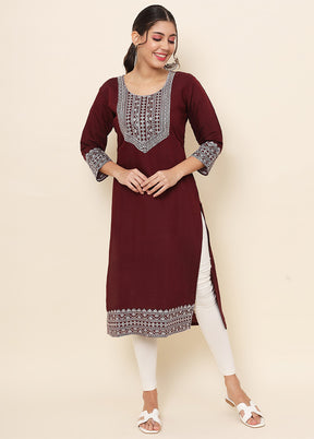 Maroon Readymade Cotton Kurti