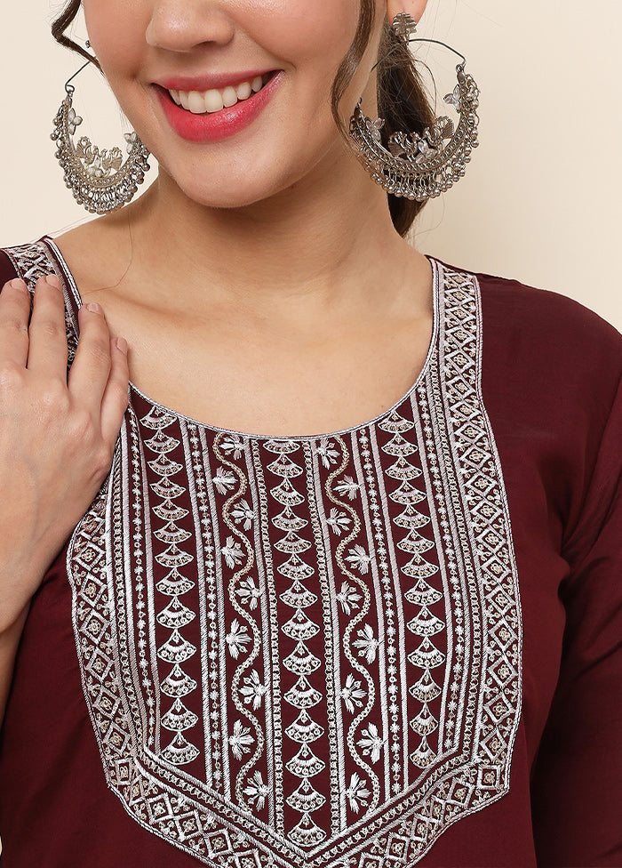 Maroon Readymade Cotton Kurti