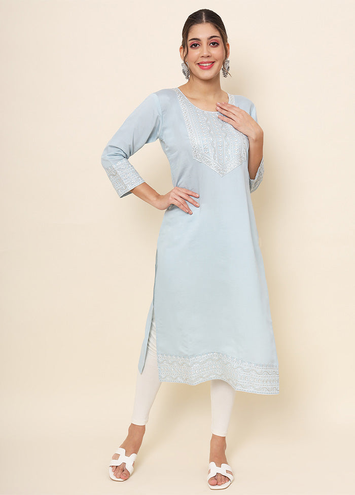 Sky Blue Readymade Cotton Kurti