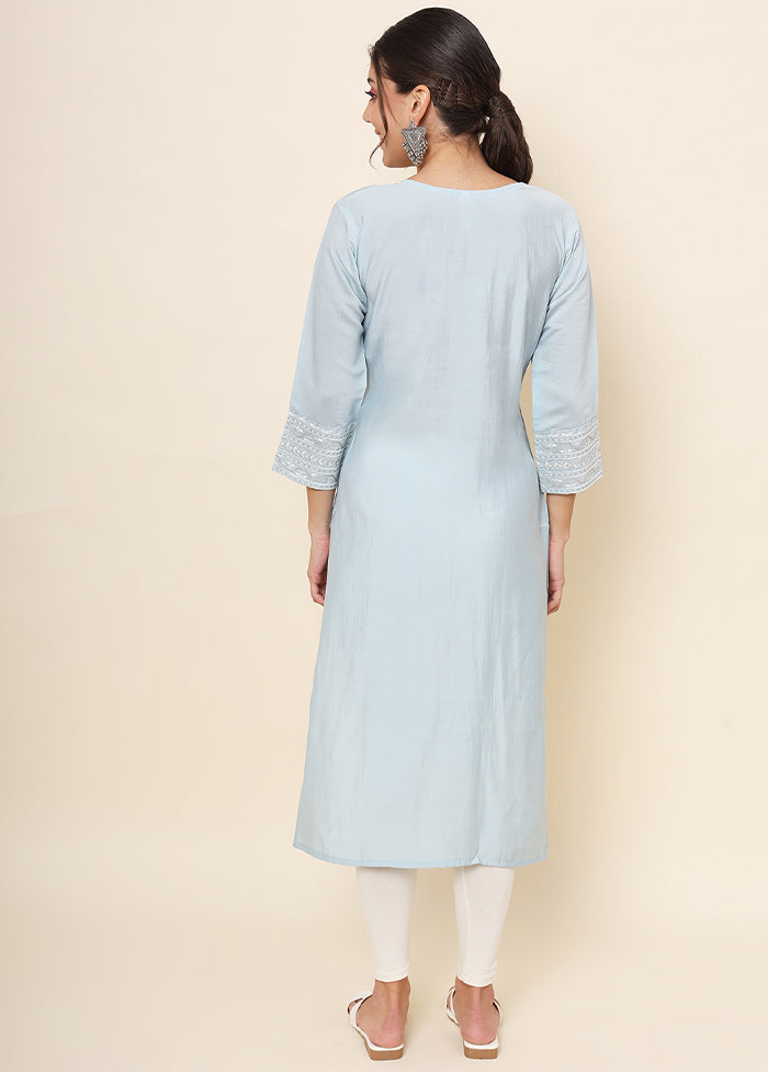 Sky Blue Readymade Cotton Kurti