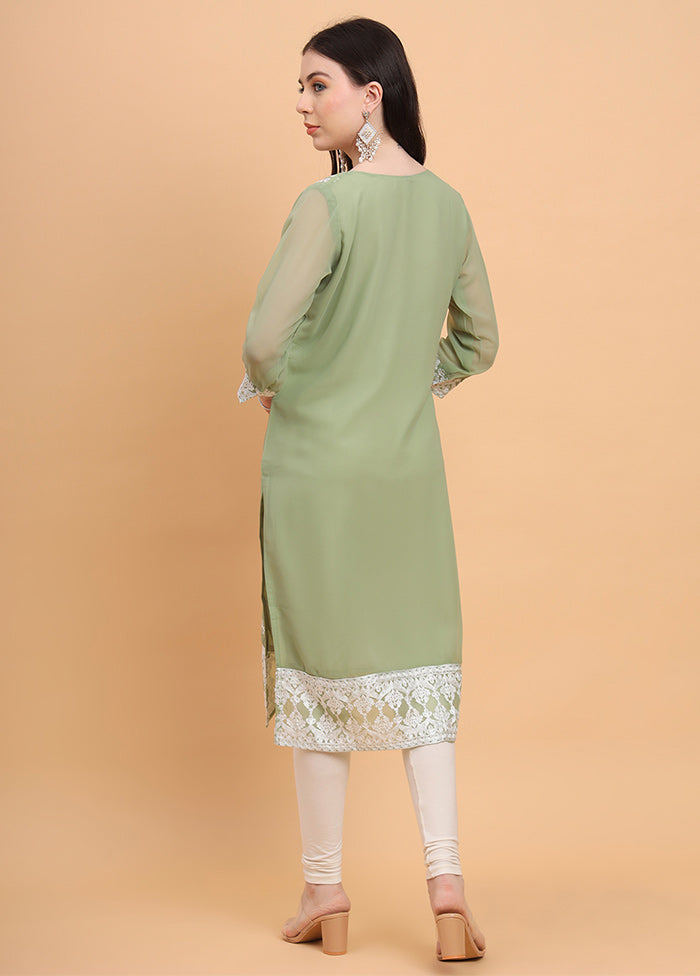 Pista Green Readymade Georgette Kurti - Indian Silk House Agencies