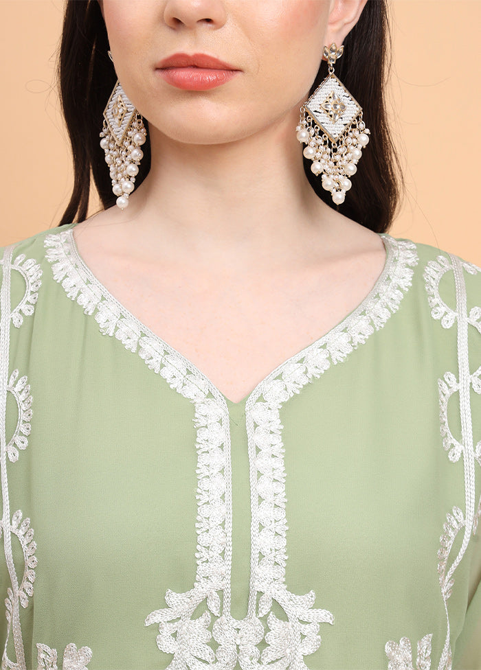 Pista Green Readymade Georgette Kurti