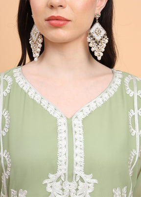 Pista Green Readymade Georgette Kurti