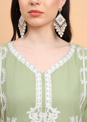 Pista Green Readymade Georgette Kurti - Indian Silk House Agencies